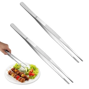 Stainless Steel 2 PCS 12 Inch Tongs with Serrated Tips for Cooking & Baking - Picture 1 of 7