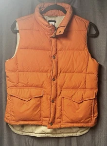 Chaleco acolchado de plumón para hombre J.Crew naranja M acolchado 61649 nailon cálido al aire libre - Imagen 1 de 10