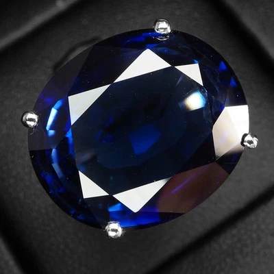 令人惊叹的生动蓝色蓝宝石 30 克拉 925 纯银手工戒指 尺寸 6.25 — 第 1/4 张图片