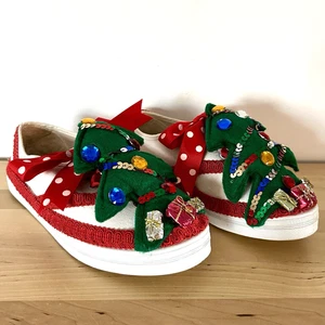 Maßgefertigte Weihnachtssneaker Damen 8 handgefertigte einzigartige festlich geblendet fröhlich - Bild 1 von 18
