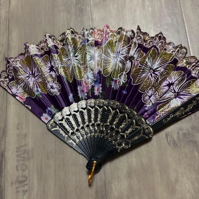 Складной вентилятор Sensu красивый фиолетовый цветочный узор!! ️GorgeouAsian атмосфера - Изображение 1 из 4