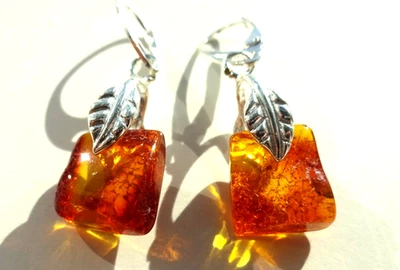 BRINCOS GENUÍNOS feitos à mão mel âmbar - Imagem 1 de 4