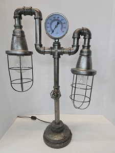 Steampunk Industrial Reading Table Lamp Home Decor Office Light Double Cage - Picture 1 of 10