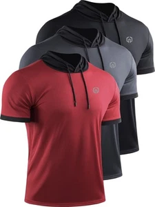 NELEUS Men's Running Shirt Workout Athletic Shirts with Hoodie Pack of 3,5112... - Picture 1 of 7