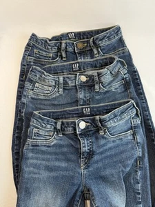 LOT OF 3 GAP DENIM GIRLS KIDS ADJUSTABLE STRETCH SUPER SKINNY JEANS SIZE 10 - Picture 1 of 9
