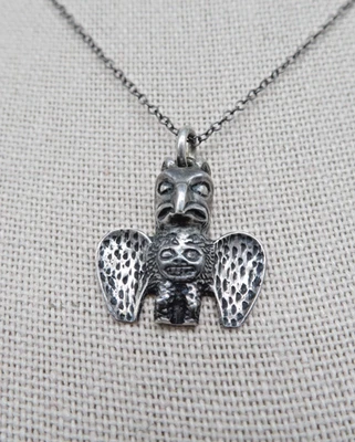 Collar Colgante Vintage Águila Nativa Americana Tótem Poste Dije Esterlina Firmado Foto 1 de 4