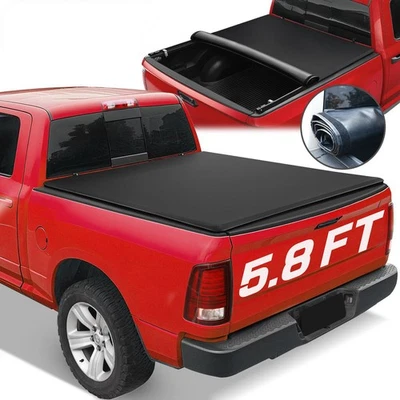 Soft Roll-up Tonneau Cover FOR 07-18 Silverado/ Sierra 1500 5.8FT Truck Bed BLK - Image 1 of 4