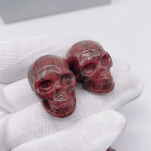 2 Piezas Calavera Obsidiana Roja Natural Talla Reiki Cristal Cuarzo Curativo Decoración - Imagen 1 de 6