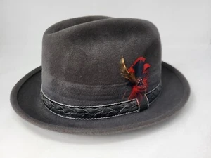 Vintage Men s Stevens Beaver Blend Velour Gray Size 7 Fedora Hat USA Made - Picture 1 of 7