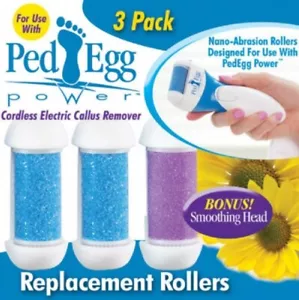 New Ped Egg 3 Pack Replacement Rollers Nano Abrasion PedEgg Power - Picture 1 of 6