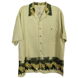 Joe Marlin short sleeve pineapple Hawaiian yellow green men shirt sz XL - Picture 1 of 9