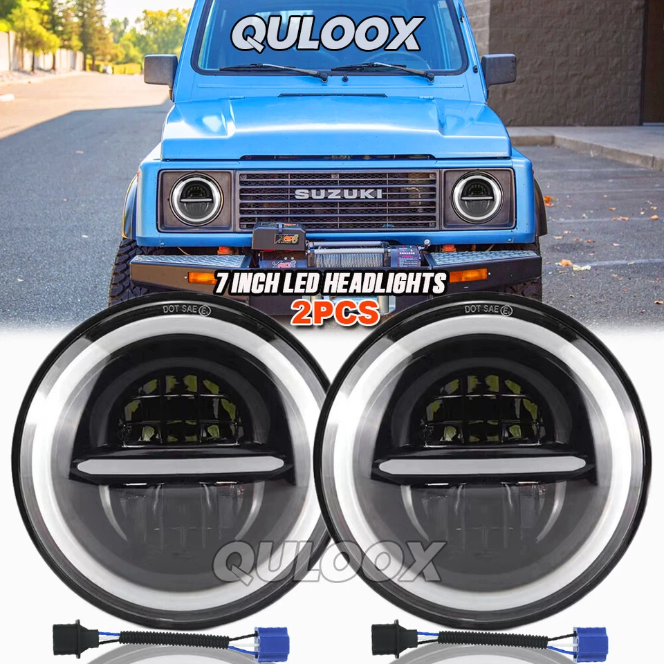 For 1986-1995 Suzuki Samurai SJ410 Pair 7Inch LED Round Headlight HI Lo Beam DRL Foto 1 de 4