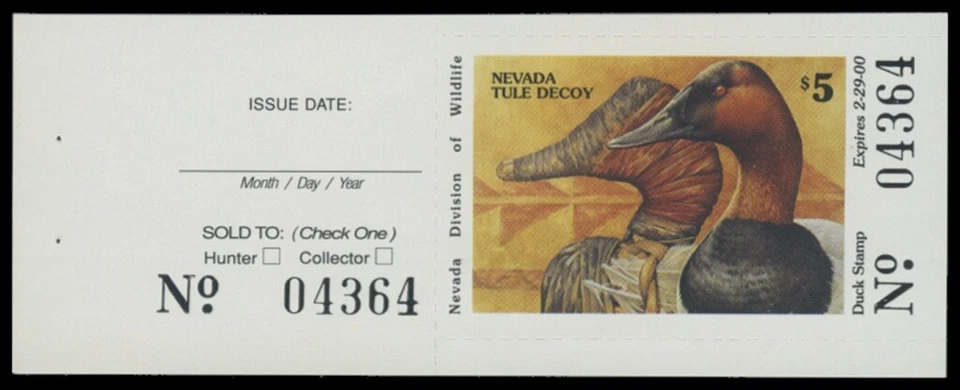 1999  Nevada State Duck Stamp Mint Never Hinged. Hunter Type  - Image 1 of 1