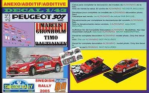 ANEXO DECAL 1/43 PEUGEOT 307 WRC MARCUS GRONHOLM SWEDISH RALLYE 2005 (09) - Picture 1 of 1