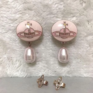 Orecchini Vivienne Westwood Pierce Smalto Bottone Perla Rosa Rosa NO SCATOLA - Foto 1 di 5