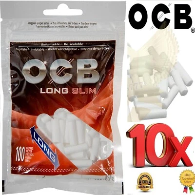 OCB Long Slim 6 mm Cigarette Filter Tips 10 x Bags Of 100 Tips Per Bag (1000pcs) - Image 1 of 4