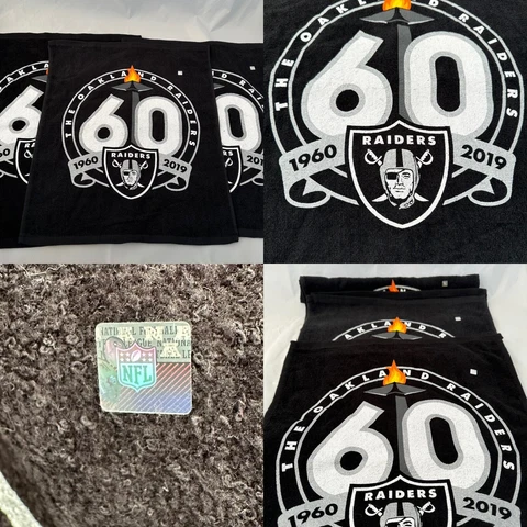 Lot Of 3 Authentic Oakland Raiders Las Vegas Hand Towels 60th Anniversary 2019 Cover