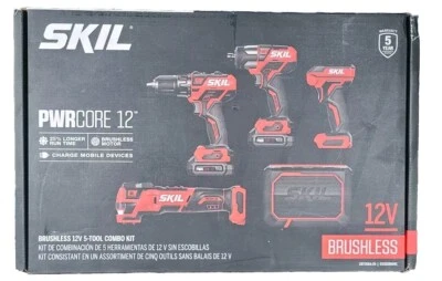 SKIL PWR CORE 12V 5-Tool Brushless Power Tool Combo Kit, CB7368A-20 NEW - Image 1 of 3