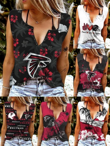 Atlanta Falcons V-neck T-shirts Ring Hole Sleeveless Tank Tops Summer Vests Gift Cover