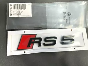 Genuine Audi RS5 Gloss Black Rear Boot Trunk Emblem Badge for Audi RS 5 - Foto 1 di 2