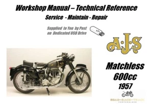 AJS Matchless 600cc Service Reparatur Werkstatthandbuch USB 1957 - Bild 1 von 9
