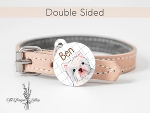 Personalised Dog tags West Highland Terrier Pet ID Tag Keyring Double sided Gift - Picture 1 of 4