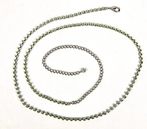 Belt Peridot Green Rhinestone Single Strand Silver Tone Chain 43 Inch Total Vtg - Picture 1 of 6