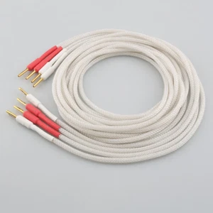 4x 16Core Solid Pure Silver Wire HiFi Audio Speaker Cord Pure Copper Banana Plug - Picture 1 of 10
