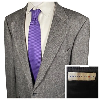 Abrigo deportivo vintage Robert Stock 46L lana pelo camel espiga tejido gris blazer Foto 1 de 4