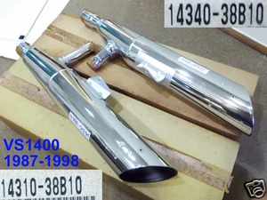 Suzuki VS1400 Exhaust Muffler L/R NOS INTRUDER PIPE BODY 14310-38B10 14340-38B10 - Foto 1 di 12