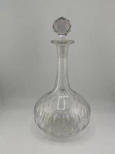 Botella jarra de corte globular prensa pulgar vintage tapón de cristal vidrio transparente - Imagen 1 de 5