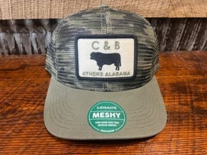 New C&B Farm + Outdoors Legacy Green Camo Meshy Vintage Style Bull Patch Cap Hat - Picture 1 of 3
