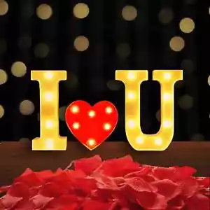 I Love U Light Up Letters,3Pcs Sign LED Lights Decor,Marquee White - Picture 1 of 8