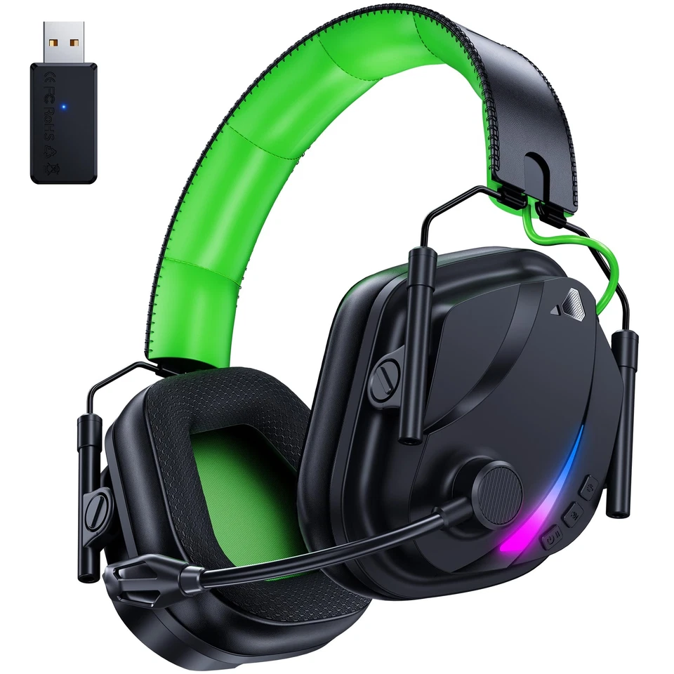 Wireless Gaming Headset Bluetooth Gaming Headset mit Mikrofon für PS5 PS4 PC ... - Bild 1 von 4