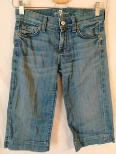 7 FOR ALL MANKIND DOJO BERMUDA JEAN SHORTS STRETCH DENIM SIZE 23 PREOWNED - Picture 1 of 11