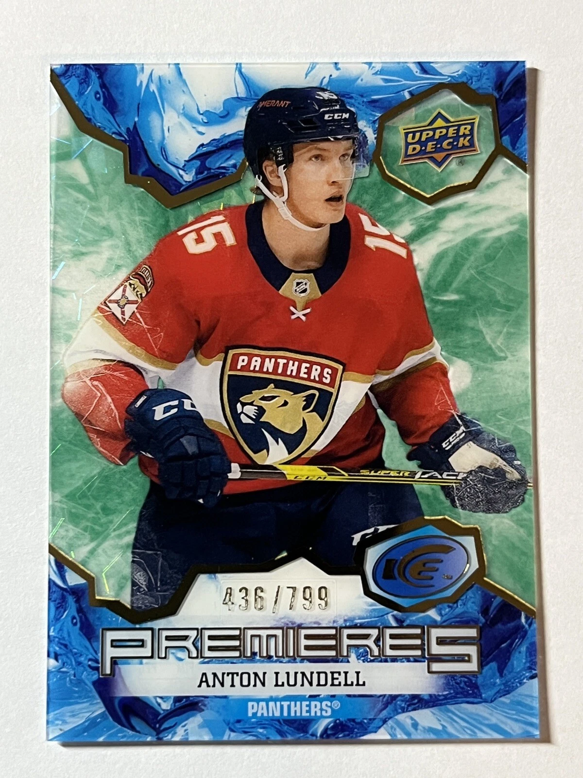 2021-22 UD ICE Premieres Rookie Green Anton Lundell Florida Panthers 436/799