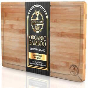 Wooden Chopping Board Bamboo Large Cutting Serving Kitchen Food Catering Set UK