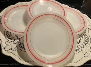 Termocrisa Mexiko 4er Set Milchglas kleine Teller/Salatteller rote Bänder 7 Zoll - Bild 1 von 9