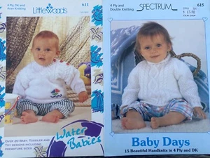 2 Baby Pattern Books Baby Days & Water Babies 35 Patterns inc. Premature & Toy - Picture 1 of 13