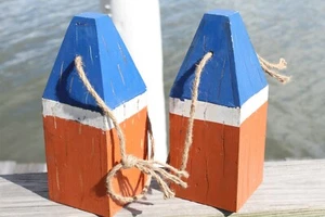 Weathered Look Coastal Hanging Decor Fishing Float Markers Replicas - 2 items - Picture 1 of 11