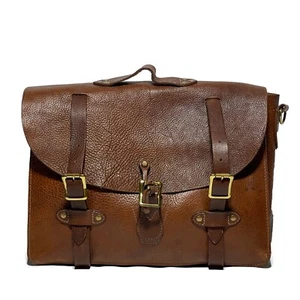 J CREW MONTAGUE French Military Saddlebag Leather Briefcase / Messenger No Strap - Picture 1 of 14