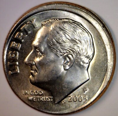 2005 ERROR OFF CENTER Roosevelt Dime NICE BU ++ O/C Coin   NR - Image 1 of 4