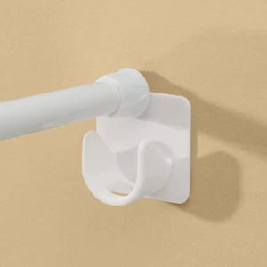 Adhesive Shower Curtain Rod Holder - No Drilling - 2pcs - White - Rod Diameter - Picture 1 of 11