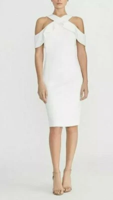 NWT Rachel Roy Women's White Cold Shoulder Ruffle Halter Dress XS (MSRP $109) - Image 1 of 3