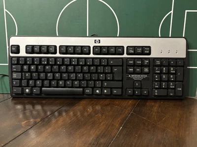 Vintage HP Keyboard KB-0316 Silver/Black QWERTY UK PS/2 434820-037 032 (not USB) - Image 1 of 3