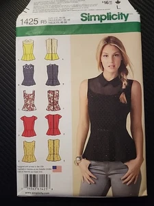 Simplicity Peplum Tops Retro 14 - 22 Variations Misses 5 Variations  - Picture 1 of 11