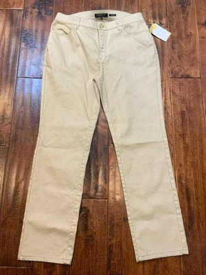 Pantalones de mezclilla de pierna recta Lafayette 148 New York Gold Shimmer Thompson, talla 6 Foto 1 de 4