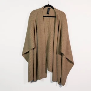 AllSaints Traveling Rib Ruana Strick Cardigan Wickel Schal Wollmischung Cortina Beige - Bild 1 von 4