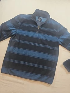 Sudadera Pullover Gap Para Hombres Polar "MEDIANA" Azul/NEGRO Rayas Cuarto Cremallera - Imagen 1 de 11