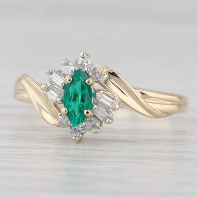0.34ctw Lab Created Emerald Diamond Ring 10k Yellow Gold Size 8.25 - Image 1 of 4